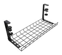 Range-câbles sous Bureau Réglable en Acier, Support Compact Noir