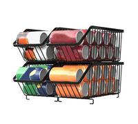Range-Canettes Organisateur Garde-Manger Distributeur Empilable 2X En Fer | Organisateur Canettes Soda Construction fer robuste distributeur gain place cuisine cellier étagère
