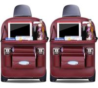 Range-Car Familial pour Honda Accord 7th 2003-2007 - Lot de 2 Protège-Sièges en Cuir PU avec Plateau Escamotable, Support Tablette et Tapis Anti-Salissure