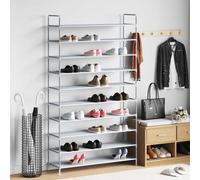 Range-chaussures 10 Etagères Métal et Tissu non Tissé Argenté Maison vidaXL