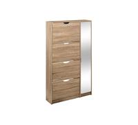 5five - Meuble range-chaussures x24 - Miroir effet chêne naturel
