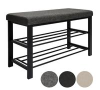 Range-chaussures avec Banquette 81x32x46cm Porte-chaussures 2 étagères avec Banc pour s'asseoir Meuble à chaussures avec Siège Gris