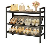 Range Chaussures Étroit, Étagère À Chaussures Inclinable Moderne Avec Étagère Supérieure, Porte Chaussure En Métal Peu Encombrante for Derrière Les Portes, Entrées, Couloirs, Placards, Dortoirs(Black,