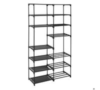5five Range-chaussures modulables – Étagère métal & tissu 32 paires Noir