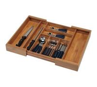 Range-couverts - Bambou - Extensible 35 à 58 cm - 6 ou 8 compartiments - Naturel - Marron