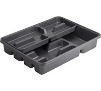Range-couverts double en plastique - Gris Silver - 9 compartiments (5+4) - partie supérieure coulissante et amovible - 40x30x7 cm - fabriqué en Italie - M home by Mazzei Mondex
