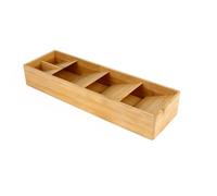 Range-couverts en Bambou 5 Compartiments pour Tiroir, Pieds Antidérapants, Beige