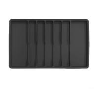 Range-couverts en silicone avec 7 compartiments pour ranger divers ustensiles de cuisine et outils (noir)
