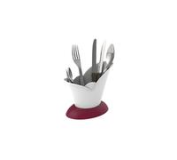Range couverts - L 15,5 x l 10 x H 15,5 cm - Blanc et rouge