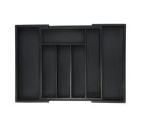 Relaxdays Range-Couverts, Extensible, 5 à 7 Compartiments, Rangement tiroirs, Bambou & MDF, Organisateur, Noir
