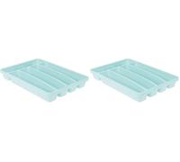 Range Couverts Plastique Gamme Bonjour-Bonjour L 32 cm l 22.5 cm H 4.5 cm, Vert (Lot de 2)
