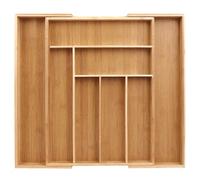 Range Couverts pour Tiroir, Rangement tiroir cuisinep en bambou avec 6 à 8 compartiments, Organiseur de plateaux à couverts utile pour les cuisines, Boîte à Couverts Organisateur de Boîte à Tiroir