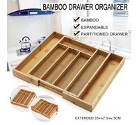 Range-Couverts Rétractable - Bambou Cuisine Tiroir Boîte de Rangement Vaisselle Aw22513