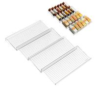 Range Epices Cuisine Tiroir, Étagère à Épices pour Tiroirs, Organisateur Porte Épices pour Extensible de 27 à 55 cm, Rangement Epices Tiroir pour Cuisine Comptoir, Acrylique, 4 Pièces, Transparent