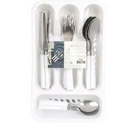 Range ménagère blanc avec 16 pièces en inox manches blanc en plastique - - ALTOBUY Blanc