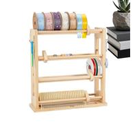 Range-Rubans - 4 Niveaux En Bois Avec Crochets Et Barre De Retenue,Présentoir À Rubans,Pour Fils À Coudre Bobines En Filet Bande Adhésive Papier Salles De Loisirs Créatifs Magasins Boutiques Fleuriste