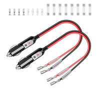 Range Tour 2 Pcs Adaptateur Allume-Cigare Power Câble, 16 AWG 15A/10A Mâle Fiche Chargeur de Voiture Power Câble avec Câble pour Voiture Backup/Pompe à Air/Electric Cup