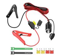 Range Tour Câble d'extension avec pinces crocodiles pour allume-cigare, 12 V-24 V, 1,8 m, avec pince de batterie de 85 mm, cordon d'extension femelle 14 AWG