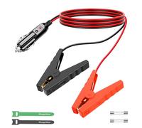 Range Tour Prise allume-cigare, prise allume-cigare mâle vers pinces crocodiles de batterie, 1 m, 15 A, fusible x2 max 24V (allume-cigare mâle vers clip de 100 mm)