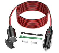 Range Tour Rallonge Allume-Cigare, 12V-24V pour Prise Allume-Cigare 4m Prise mâle vers Femelle Câble d'extension Robuste pour Voiture avec fusible Remplaçable 15A