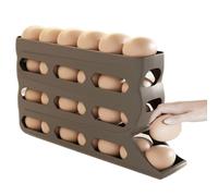 Range-œufs frigo - 4 niveaux bac auto-rouleur | Contenance 30 distributeur caisse antidérapante pour boulangerie, denrées, cuisine, marché fermier, pique-nique, préparation, camping-car, professionnel