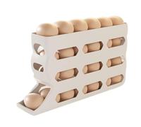 Range-œufs frigo - 4 niveaux bac auto-rouleur | Contenance 30 distributeur caisse antidérapante pour boulangerie, denrées, cuisine, marché fermier, pique-nique, préparation, camping-car, professionnel