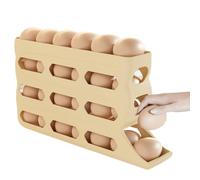 Range-œufs frigo - 4 niveaux bac auto-rouleur | Contenance 30 distributeur caisse antidérapante pour boulangerie, denrées, cuisine, marché fermier, pique-nique, préparation, camping-car, professionnel