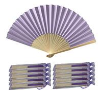 Rangebow PHF16 Periwinkle/Doux Violet/Alice Bleu Pack de 10 Gros Papier Main Ventilateur en Bambou côtes fête de Mariage