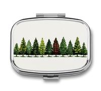 Rangée d'arbres de Noël - Pilulier portable à 2 compartiments - Pilulier de voyage pour sac à main