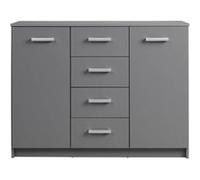 Rangement 2 portes 4 tiroirs gris graphite Reta 122 cm Gris G