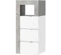 Rangement 3 tiroirs 35cm blanc laqué et aspect béton - ARTURO - ALTOBUY Blanc G