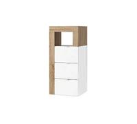 ARTURO - Rangement 3 tiroirs 35cm blanc laqué et aspect bois finition Cadiz -