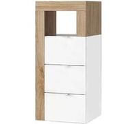 Rangement 3 tiroirs 35cm blanc laqué et aspect bois finition Cadiz - ARTURO -