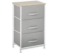 HOMCOM Commode 3 tiroirs en Tissu, chiffonnier, Meuble de Rangement Moderne, Cadre en Acier et Patins réglables, Commode Chambre, Salon, entrée, 45 x 30 x 71 cm, Gris