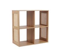 MAYA - Rangement 4 Cases Effet Bois et Façades Rotin - Altobuy Marron