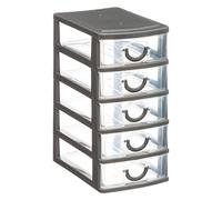 Rangement 5 tiroirs - 9 x 13 x 19 cm - Plastique - Gris
