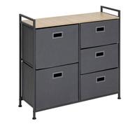 Paris Prix Rangement 5 tiroirs 5five Simply Smart tissu gris anthracite