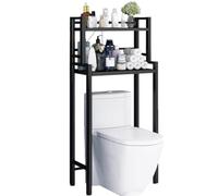 Rangement à 2 niveaux au-dessus des toilettes - Support en métal pour économiser de l'espace de salle de bain - Support autonome au-dessus des toilettes, idéal pour salle de bain et buanderie