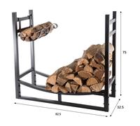 Rangement à bois en acier noir 65X33X75CM, rack pour bois de chauffage, range...