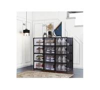 Rangement à chaussure - Boite à chaussures - Noires et transparentes crystal - Lot de 12