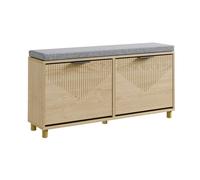 Rangement à chaussures avec assise - SOBUY - Chêne clair - 100×47×50 cm - Banc rembourré - 2 portes