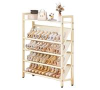 Rangement à chaussures moderne et étroit - Étagère à chaussures inclinable peu encombrante avec étagère supérieure pour entrées et derrière les portes, design en métal, 70,1 x 15 x 66 cm (L x l x H