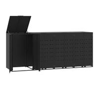 Rangement à roulettes pour poubelles pour 4 bacs noir acier