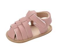 Rangement Basket enfants bébé enfant en bas âge chaussures garçons et filles sandales bout rond fond plat lumière crochet boucle couleur unie Style romain Boite Rangement Chaussures (Pink, 20 Infant)