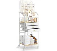 Rangement Bijoux, Porte bijoux avec 3 Tiroir Organiseur Boite a Bijoux Presentoir Bijoux Porte Boucle d'oreille pour Boucle d'oreille Collier Bague Bracelet Montres et Accessoires (Blanc)