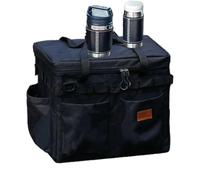 Rangement Camping | Portable Grande Capacité avec Crochets | Sac Utilitaire Randonnée Organisateur Équipement Extérieur | Pour Outils Équipement Service À Thé Vaisselle Bouteille Pique-Nique, Noir, Se