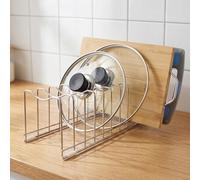 Rangement Casserole organisateur de Cuisine avce 9 compartiments, Multifonctionnel Support Couvercle Casserole,livré avec 4 pieds antidérapants en silicone,Rangement pour Couvercles (1Unité)