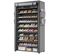 Rangement Chaussure 11 Niveaux, Etagere Chaussure avec Housse Anti-poussière Visible, Étagère à Chaussures Capacité 40-50 Paires, Armoire Chaussure Stable, Idéal pour Entrée, Salon, Chambre, Gris