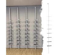 Rangement Chaussure Barre Porte-Chaussures Suspendue Fine avec Plateaux Réglables, Étroit Organisateur de Rangement à Mur pour Chaussures, pour Entrée Garage Vestiaire(White,195cm/77in/6.4ft)