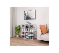 Rangement chaussures - Boites à chaussures - Grand format - Blanc et transparent - Lot de 12